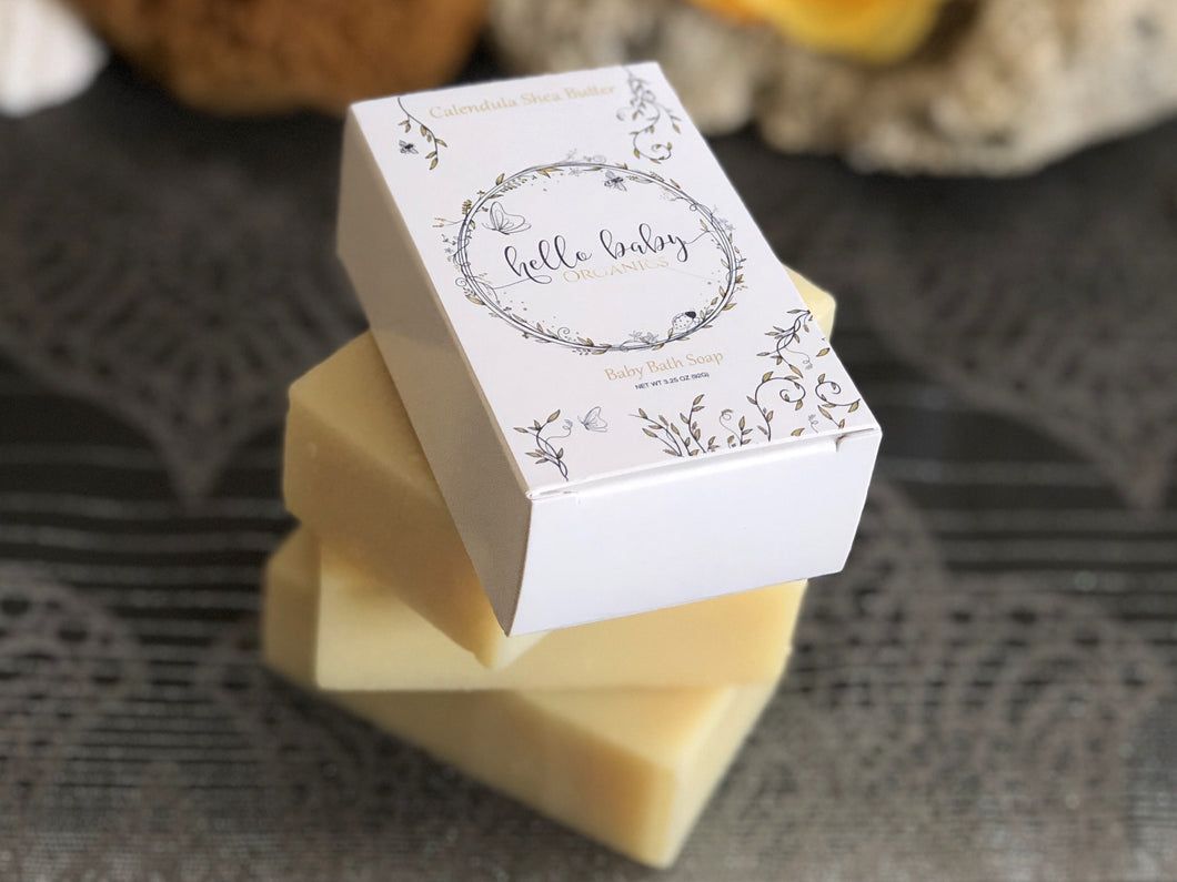 unscented organic calendula shea butter newborn baby bath soap gentle cradle cap moisture Made In United States