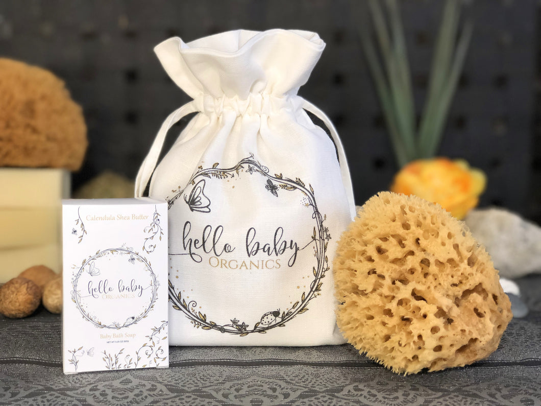 Organic calendula shea butter newborn baby toddler bath soap raw mediterranean honeycomb sea sponge soft absorbent face gentle daily use 